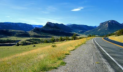 As pretty as Yellowstone, but with more evidence of human activity (ranching, electrical poles, etc).